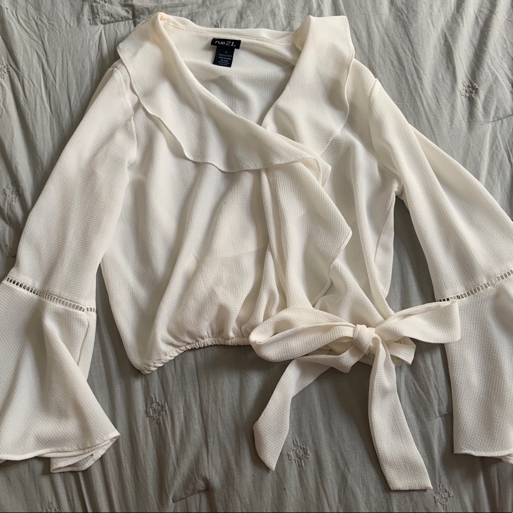 Rue 21 Bell Sleeve Bow Shirt